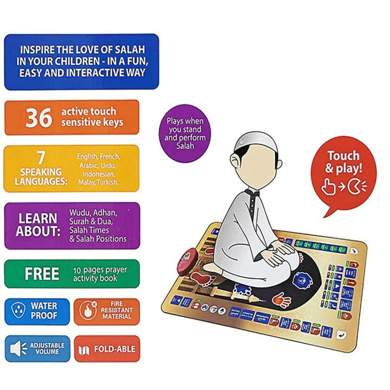 Islamic Educational Prayer Mat for Kids | Learn Salah Easily